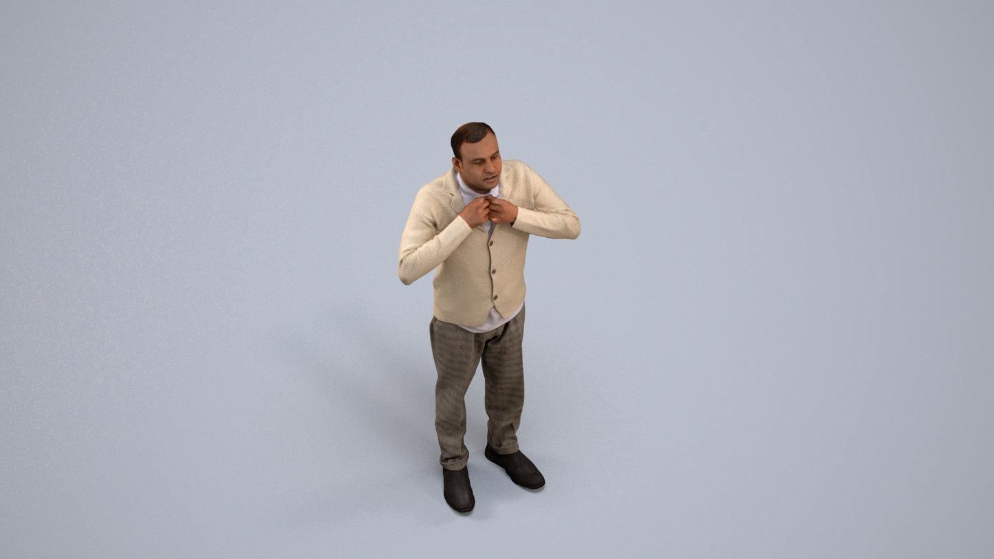 3D people model man business standing, scanned human for 3ds Max rendering, back view render