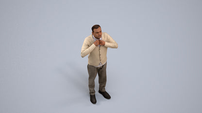 3D people model man business standing, scanned human for 3ds Max rendering, back view render
