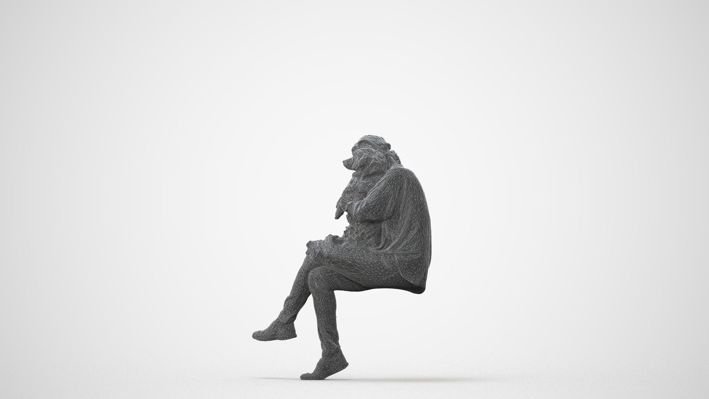 realistic 3D people woman casual sitting, render-ready for V-Ray and Corona, FBX OBJ, square thumbnail