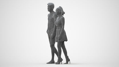 scanned 3D woman casual couple, photogrammetry people for Enscape and V-Ray, square thumbnail