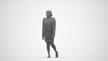 realistic 3D human woman business walking, archviz people FBX OBJ for Blender, wireframe back view