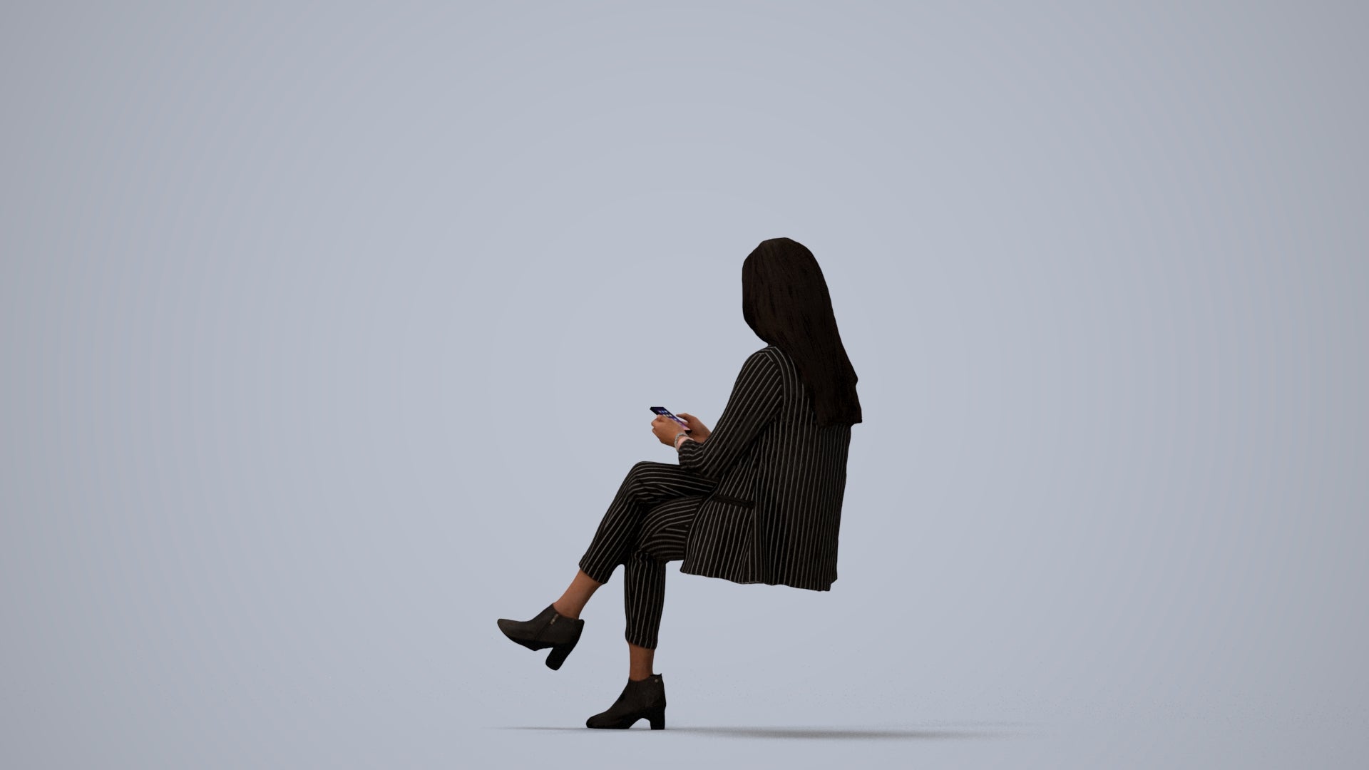 realistic 3D human woman business, archviz people FBX OBJ for Blender, three-quarter view render