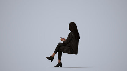 realistic 3D human woman business, archviz people FBX OBJ for Blender, three-quarter view render