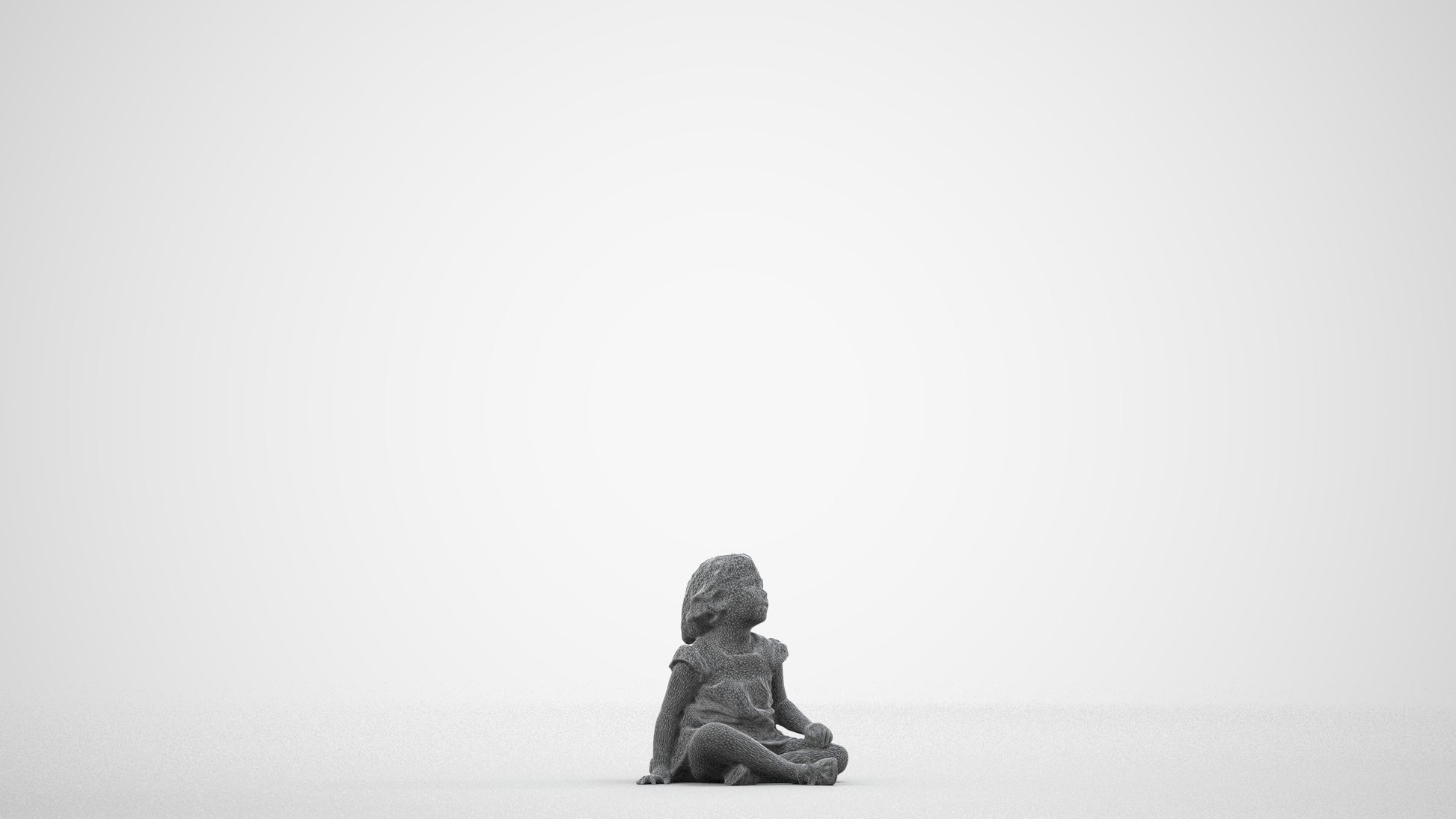 3D human model girl casual kids, photogrammetry scanned person for archviz, wireframe side view