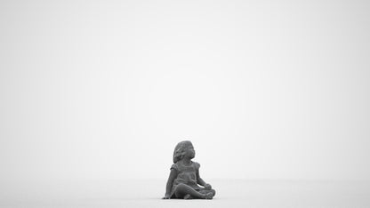 3D human model girl casual kids, photogrammetry scanned person for archviz, wireframe side view