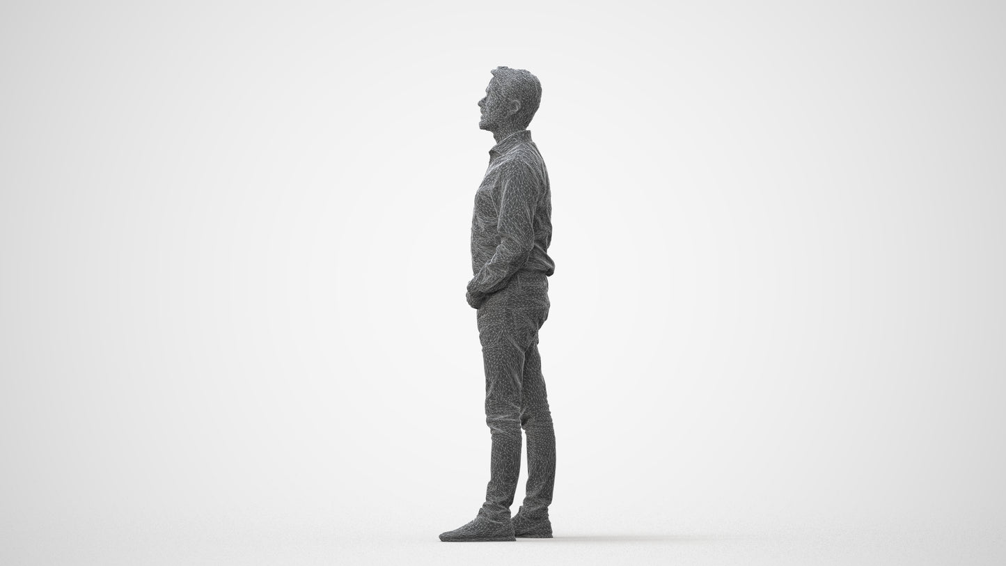3D scanned man standing business, photorealistic archviz people for Enscape and SketchUp, square thumbnail