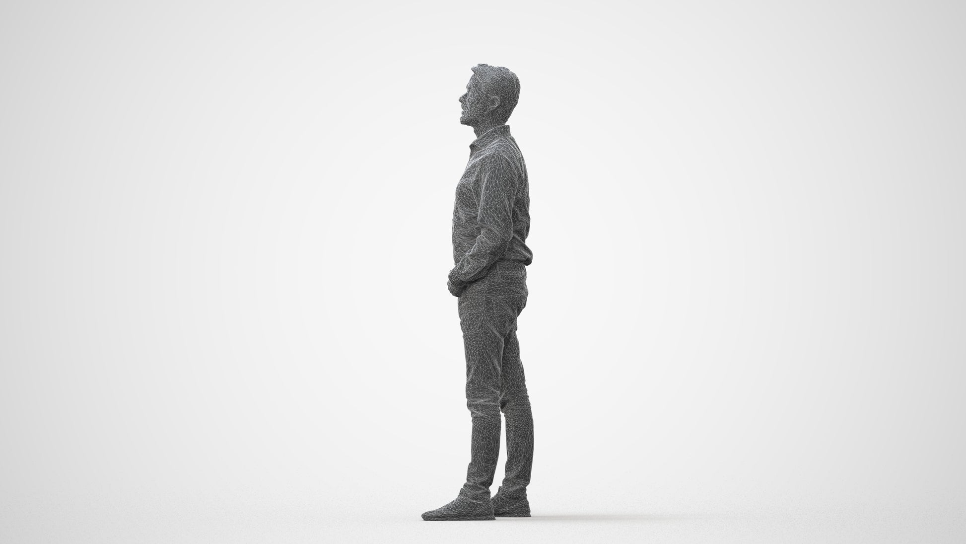3D scanned man standing business, photorealistic archviz people for Enscape and SketchUp, square thumbnail