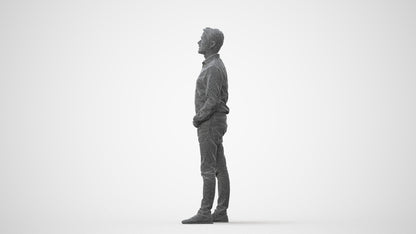 3D scanned man standing business, photorealistic archviz people for Enscape and SketchUp, square thumbnail