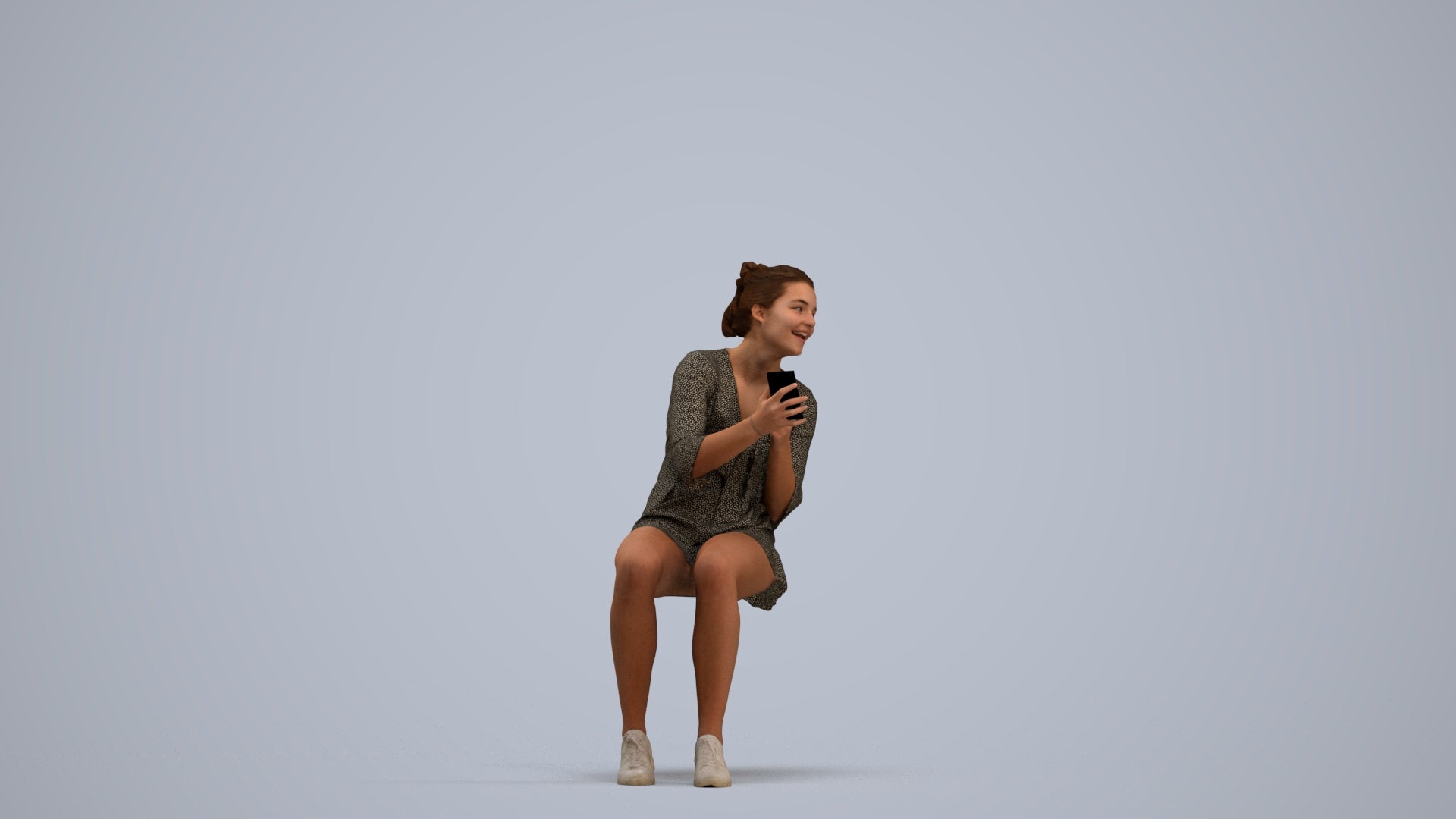 3D scanned girl kids casual, photorealistic archviz people for Enscape and SketchUp, standing pose render