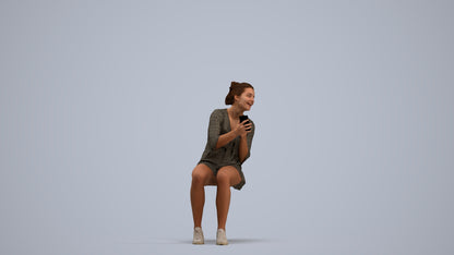 3D scanned girl kids casual, photorealistic archviz people for Enscape and SketchUp, standing pose render