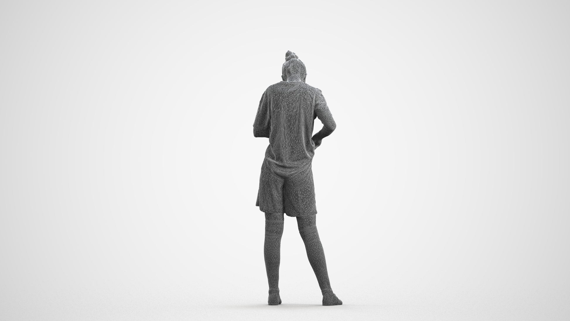 realistic 3D people girl sport, render-ready for V-Ray and Corona, FBX OBJ, wireframe front view
