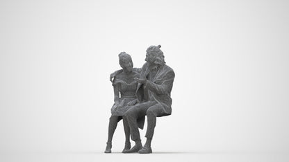 3D human model woman formal sitting, photogrammetry scanned person for archviz, wireframe back view