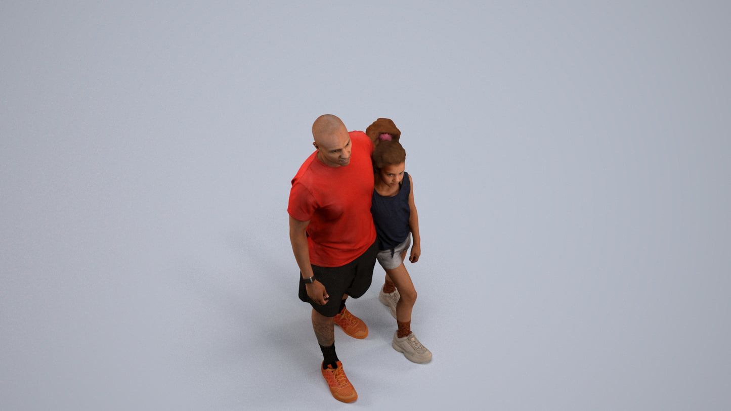 realistic 3D people girl sport kids, render-ready for V-Ray and Corona, FBX OBJ, back view render