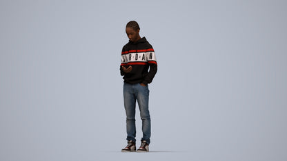 photogrammetry 3D boy casual kids, realistic human model archviz FBX, top-down view render