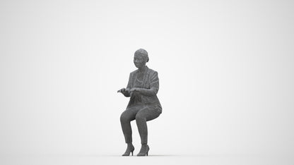 realistic 3D woman business, scanned archviz people for Blender and 3ds Max, wireframe back view