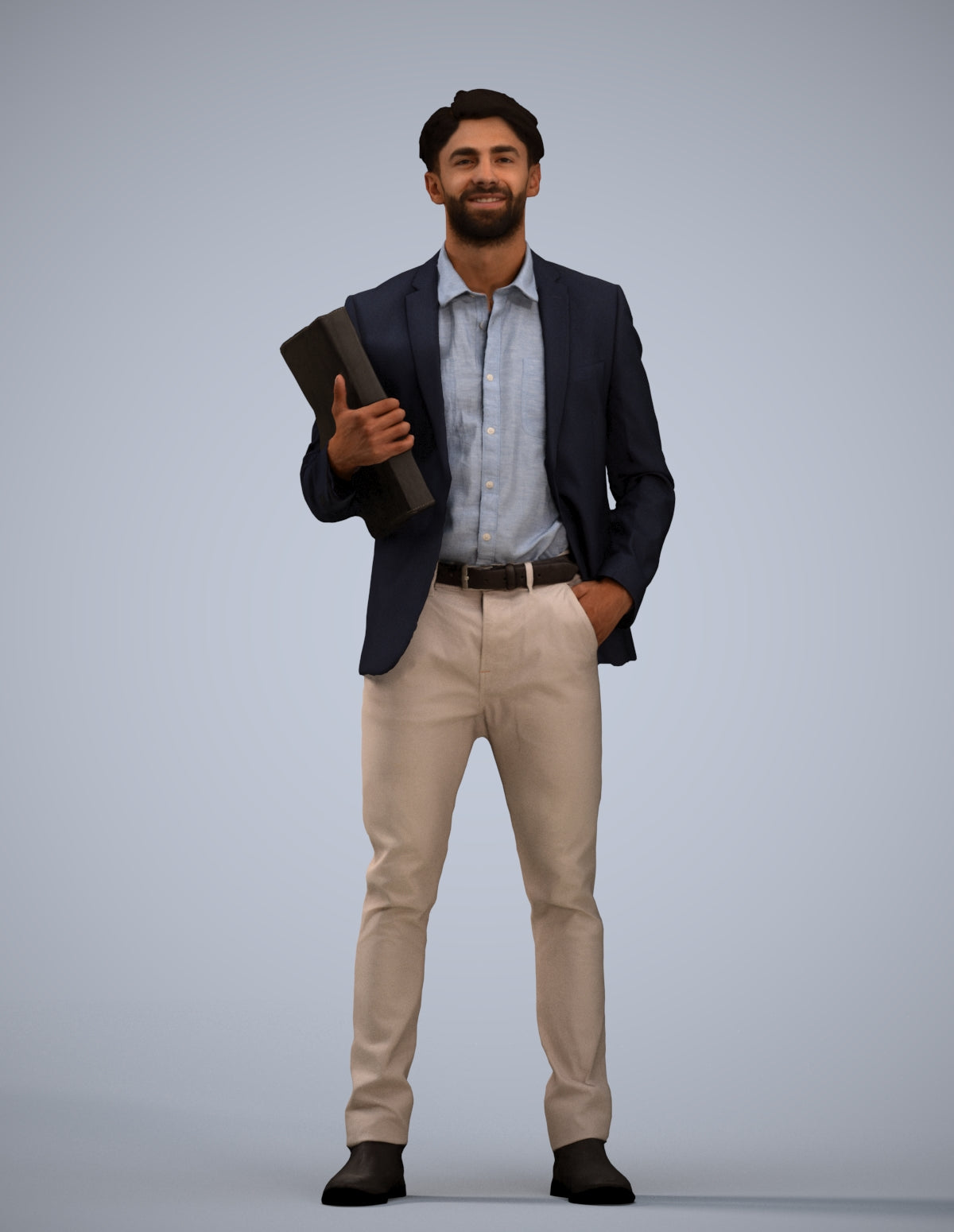 3D human model man business, photogrammetry scanned person for archviz
