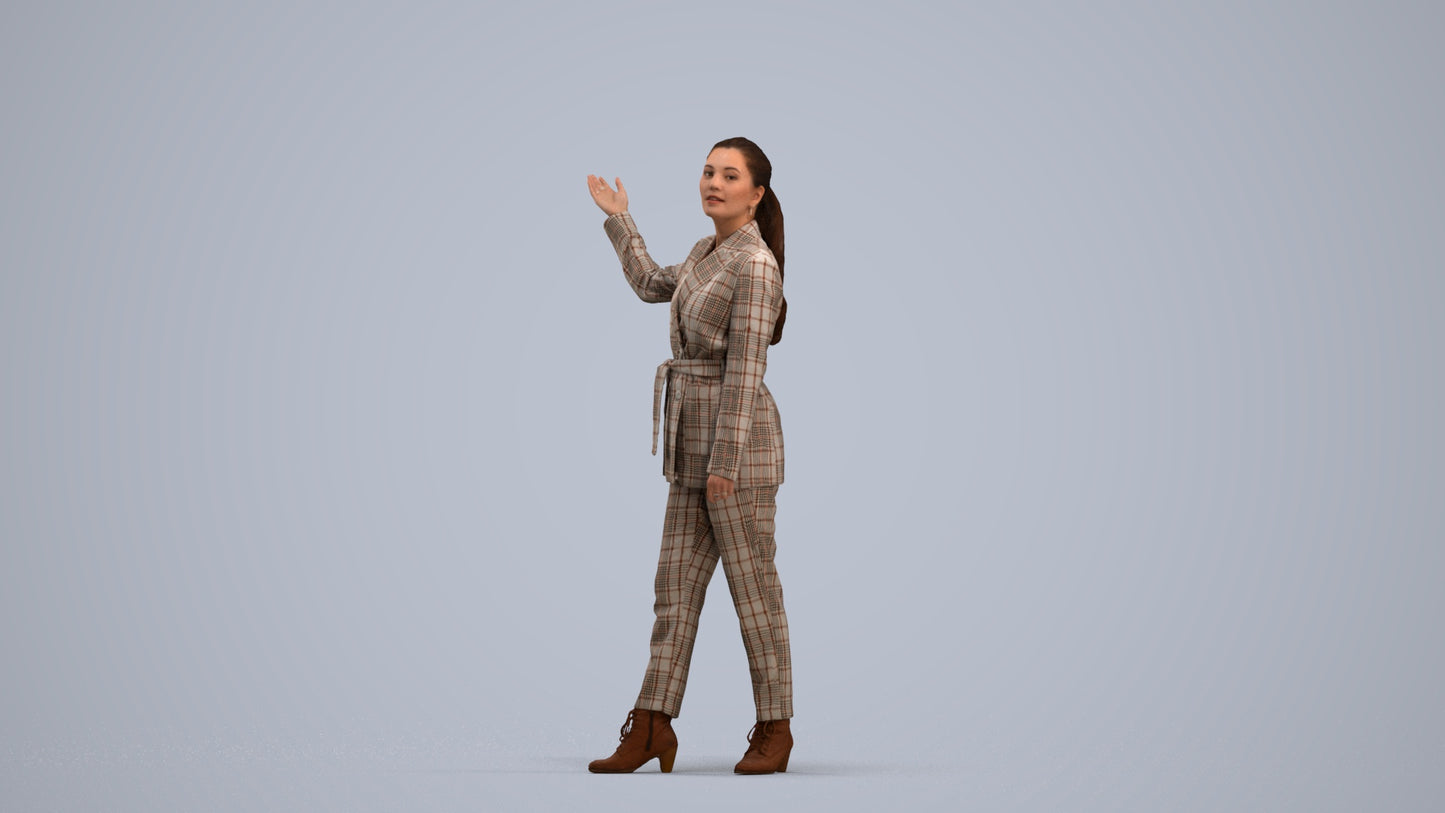 3D people model woman business, scanned human for 3ds Max rendering, standing pose render