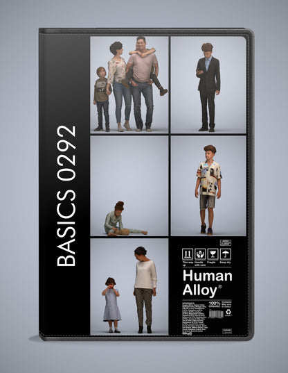 3D human models kids bundle, 5 photogrammetry scanned people for archviz