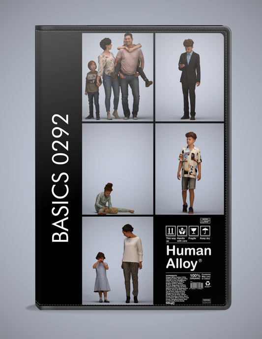 3D human models kids bundle, 5 photogrammetry scanned people for archviz