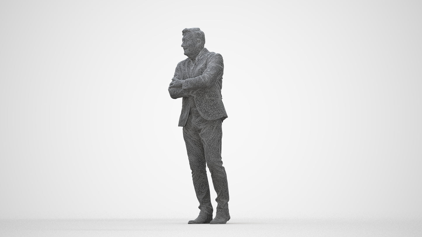 photogrammetry 3D man business, realistic human model archviz FBX, wireframe back view