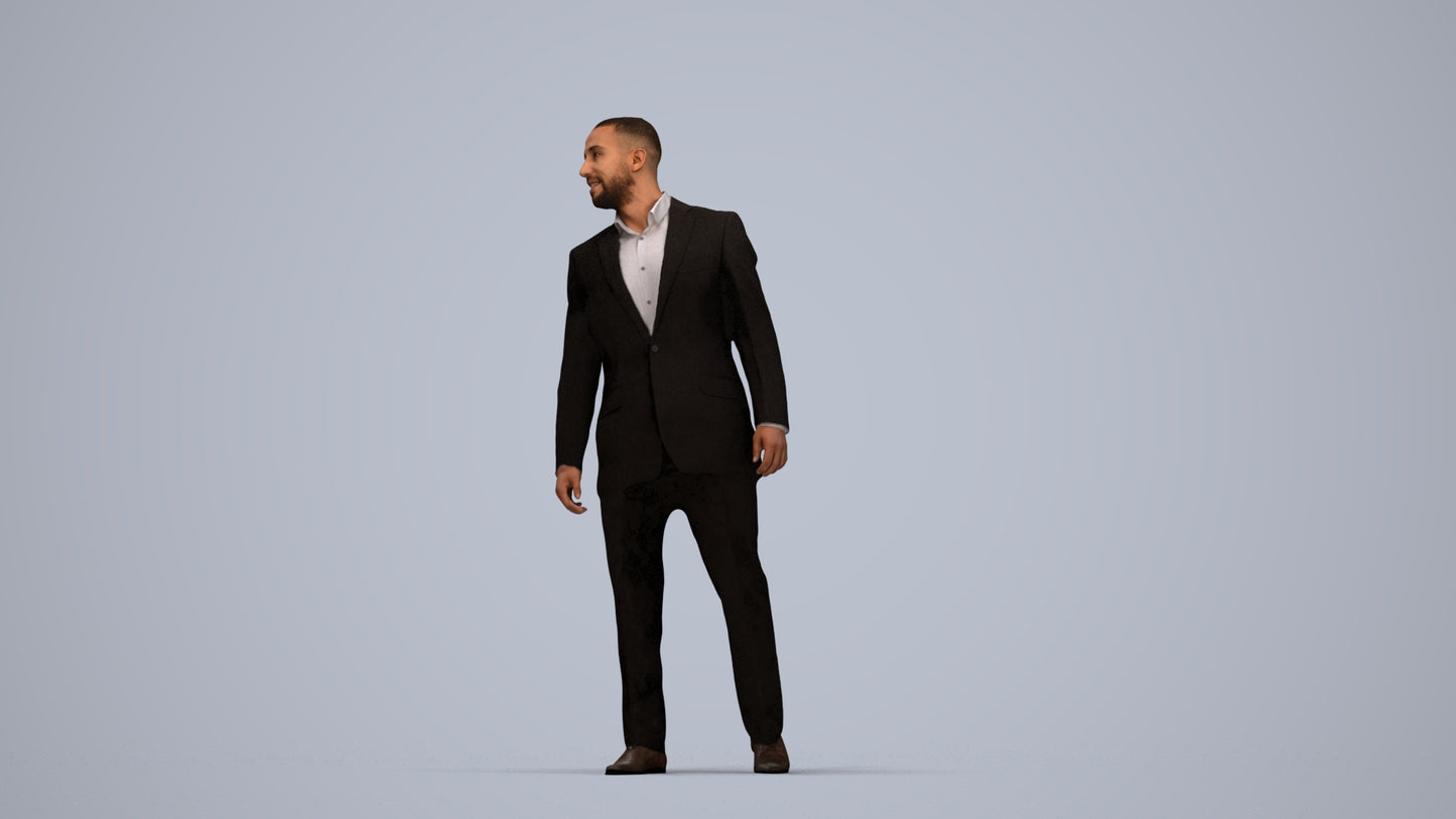 photogrammetry 3D man business, realistic human model archviz FBX, top-down view render