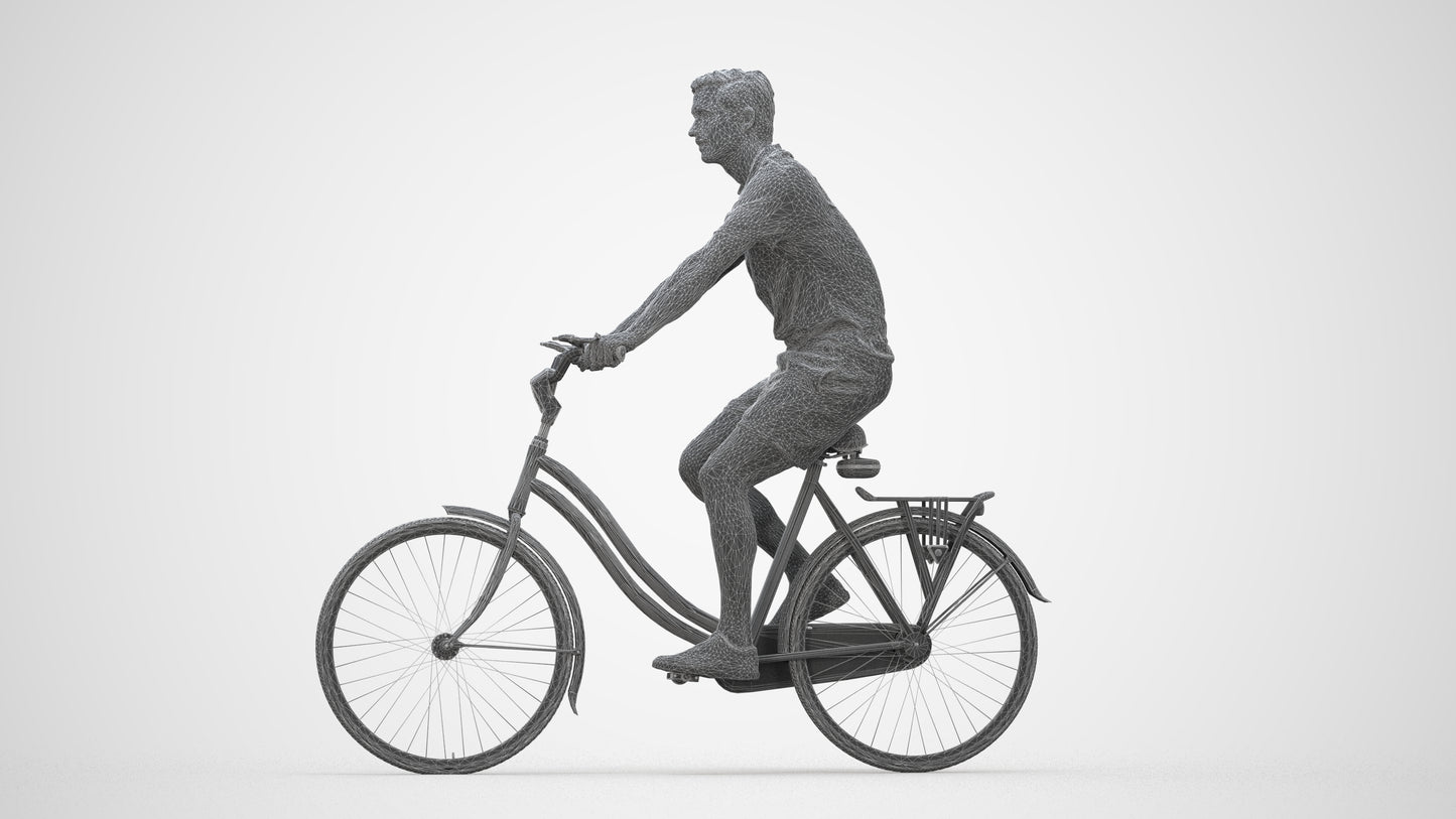 3D human model man casual mix, photogrammetry scanned person for archviz, wireframe back view