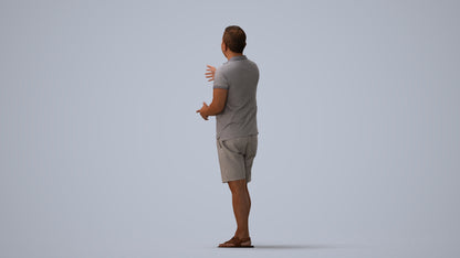 3D people model man casual standing, scanned human for 3ds Max rendering, three-quarter view render