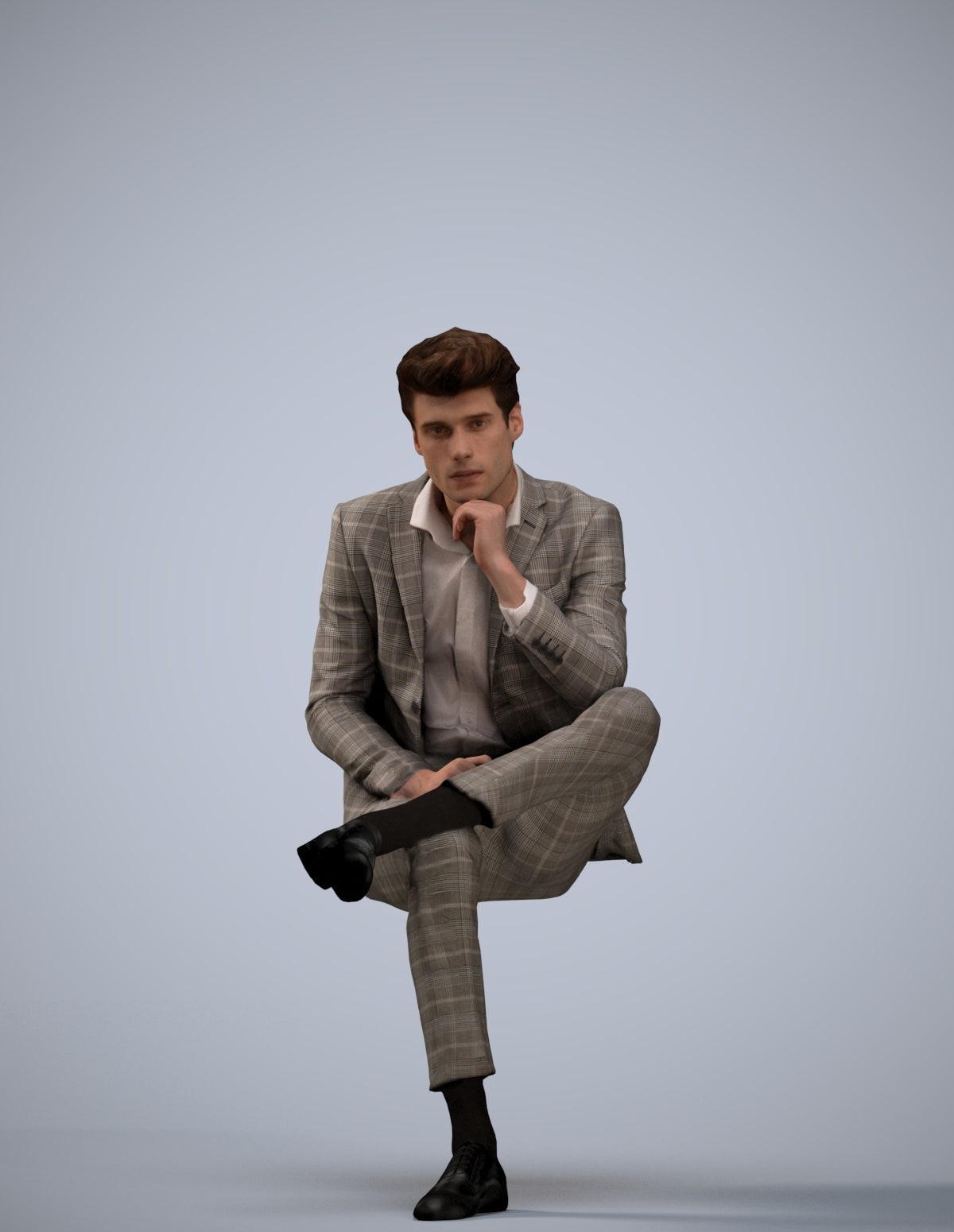 3D human model man business, photogrammetry scanned person for archviz