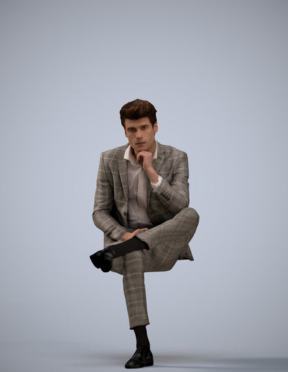 3D human model man business, photogrammetry scanned person for archviz
