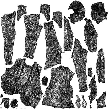 3D people model woman business standing, scanned human for 3ds Max rendering, wireframe top-down view