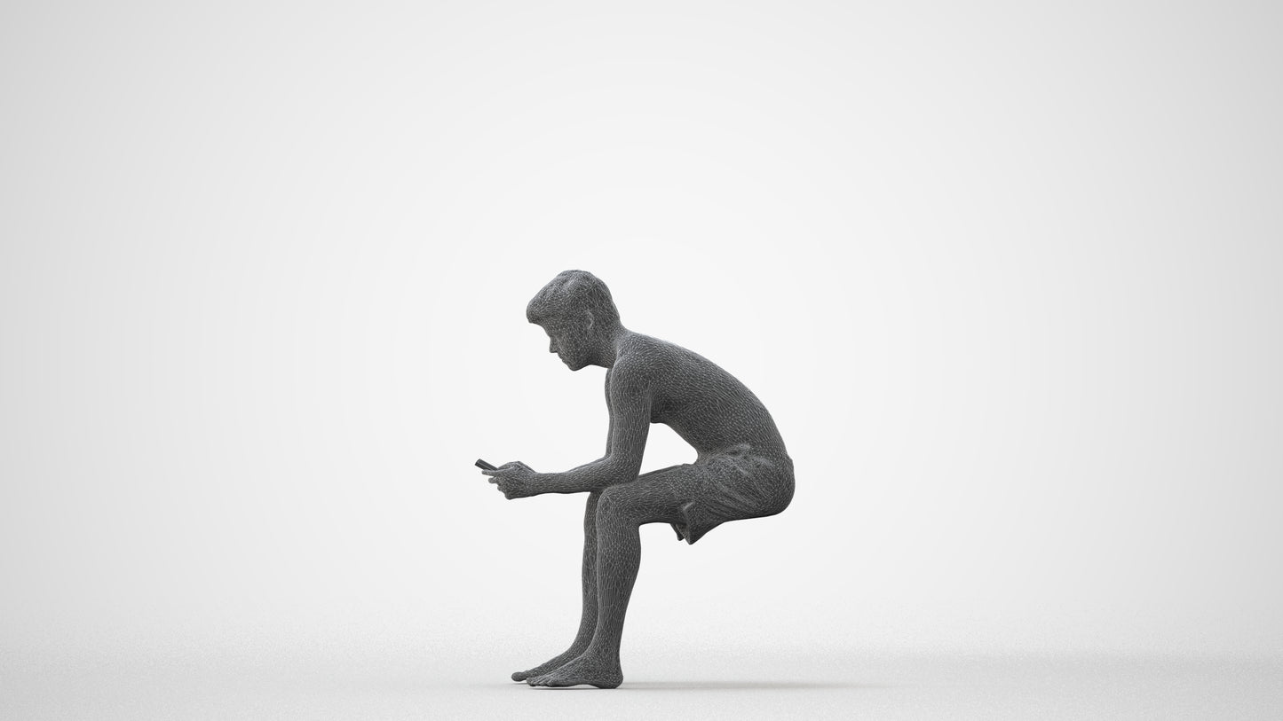 scanned 3D man pool, photogrammetry people for Enscape and V-Ray, square thumbnail