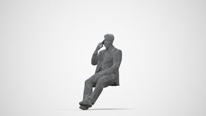 3D people model man business, scanned human for 3ds Max rendering, wireframe back view