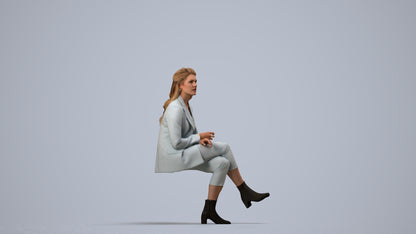 3D scanned woman business, photorealistic archviz people for Enscape and SketchUp, side view render