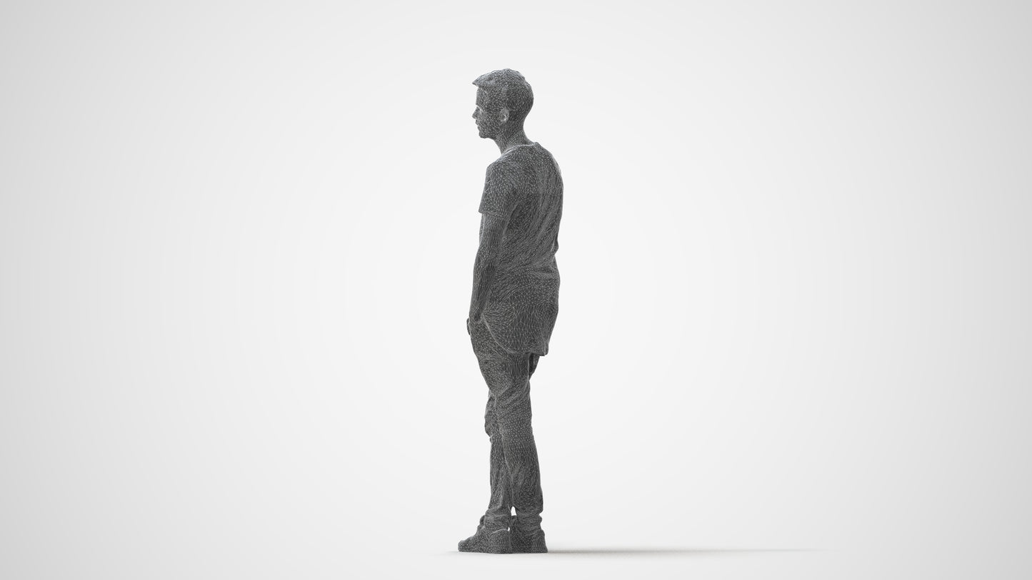 realistic 3D human man casual standing, archviz people FBX OBJ for Blender, square thumbnail