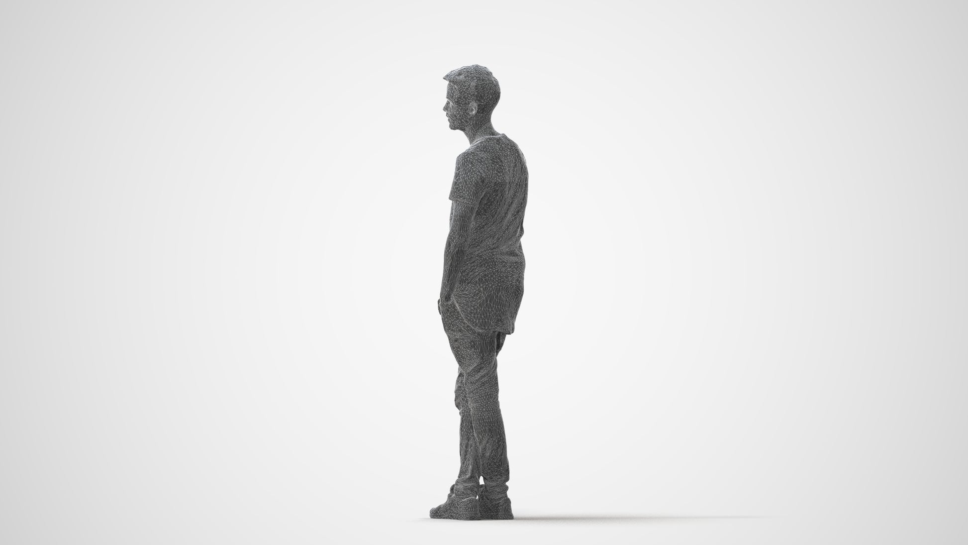 realistic 3D human man casual standing, archviz people FBX OBJ for Blender, square thumbnail