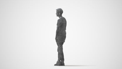 realistic 3D human man casual standing, archviz people FBX OBJ for Blender, square thumbnail