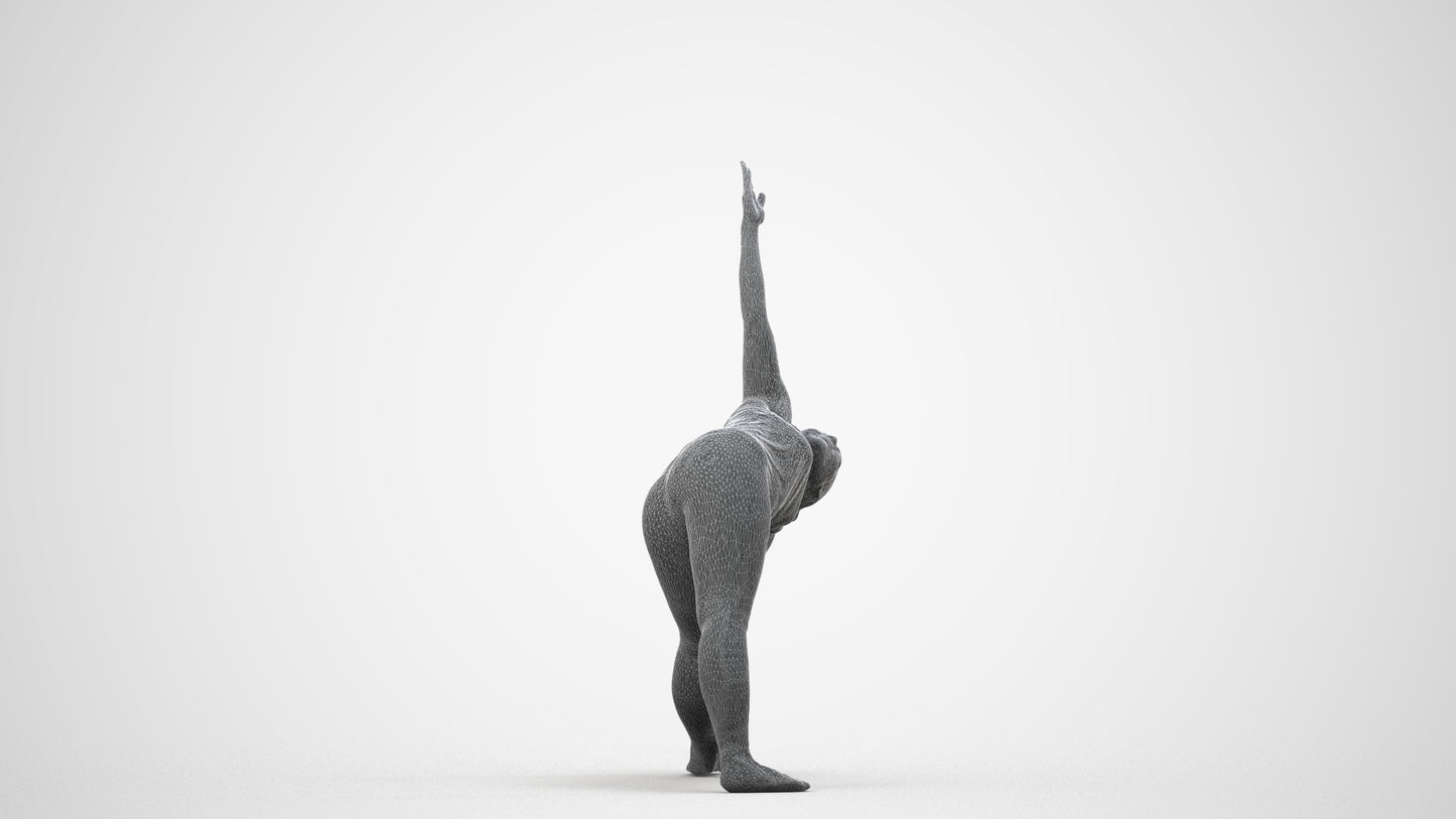 realistic 3D human woman sport, archviz people FBX OBJ for Blender, wireframe side view