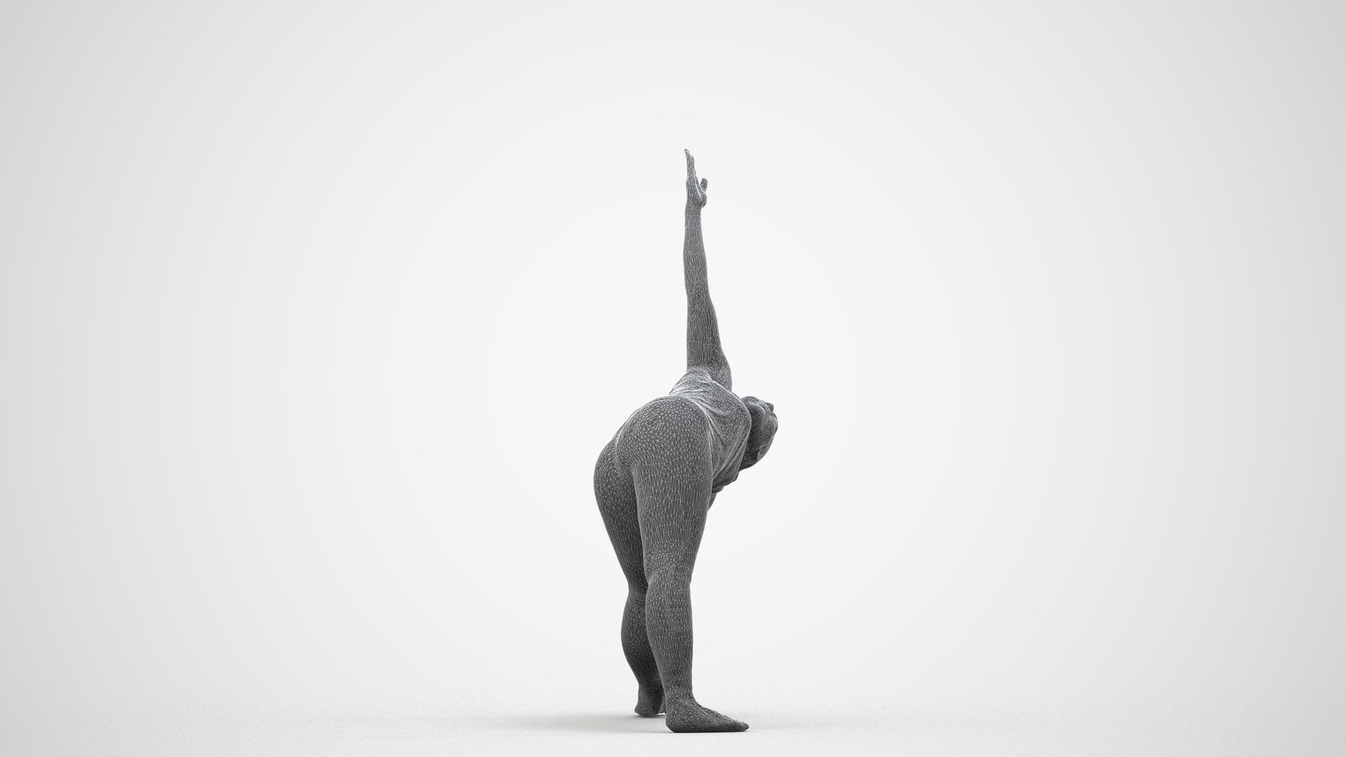 realistic 3D human woman sport, archviz people FBX OBJ for Blender, wireframe side view