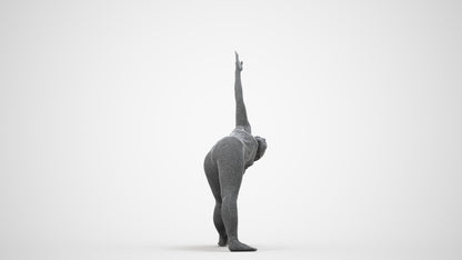 realistic 3D human woman sport, archviz people FBX OBJ for Blender, wireframe side view