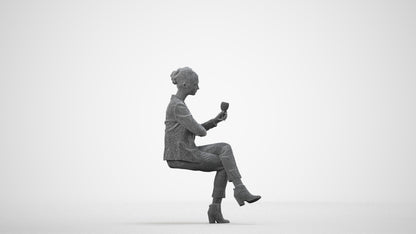 scanned 3D woman business, photogrammetry people for Enscape and V-Ray, wireframe side view