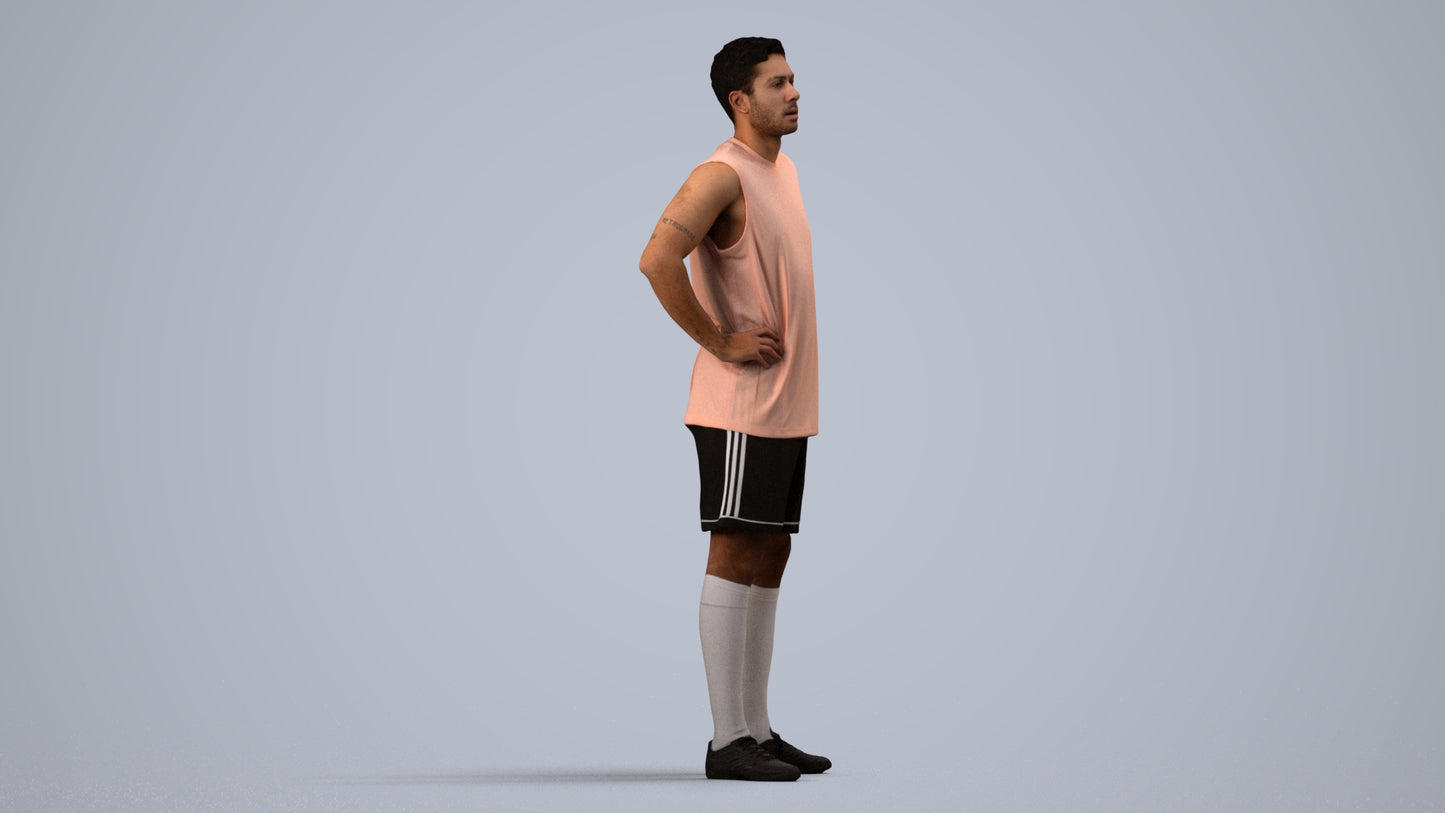 realistic 3D human man sport, archviz people FBX OBJ for Blender, side view render