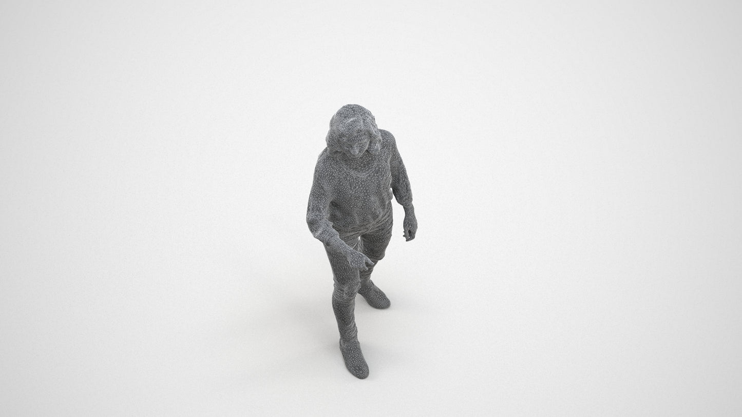 realistic 3D human woman casual mix, archviz people FBX OBJ for Blender, wireframe three-quarter view