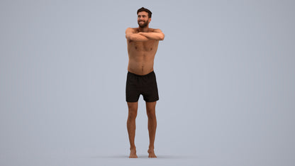 3D people model man pool, scanned human for 3ds Max rendering, standing pose render