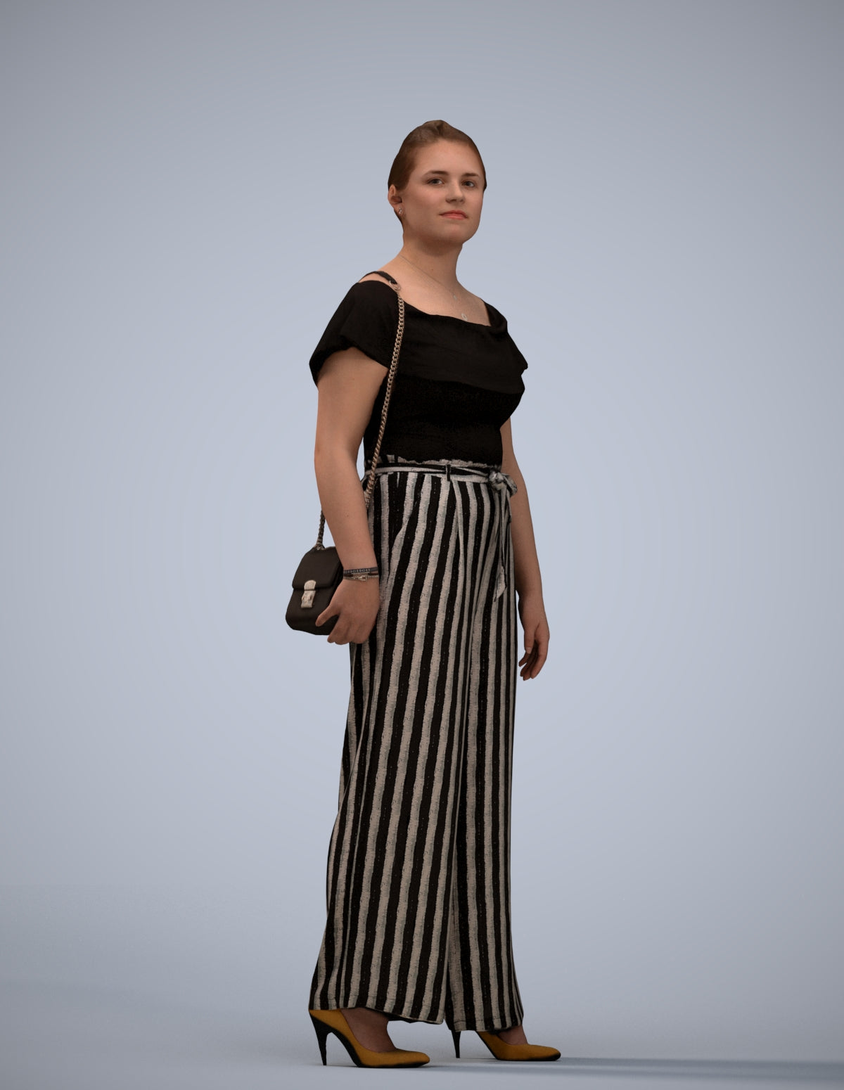 realistic 3D woman casual walking, scanned archviz people for Blender and 3ds Max