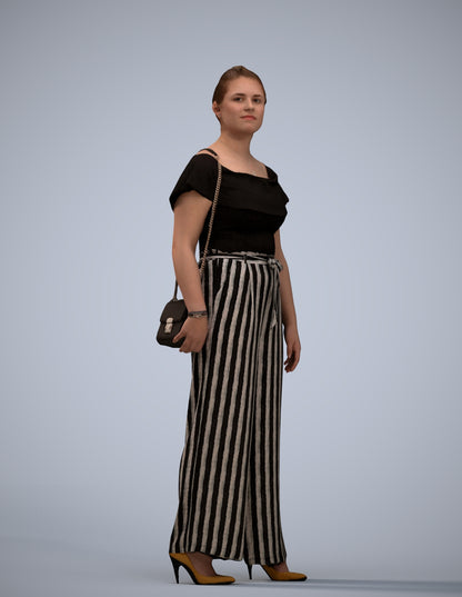 realistic 3D woman casual walking, scanned archviz people for Blender and 3ds Max