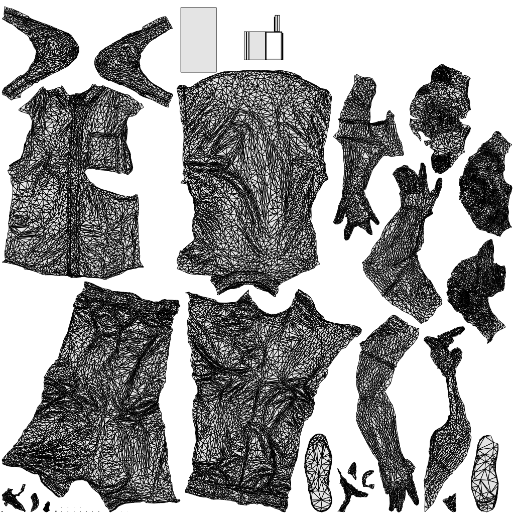 3D people model man casual standing, scanned human for 3ds Max rendering, wireframe top-down view