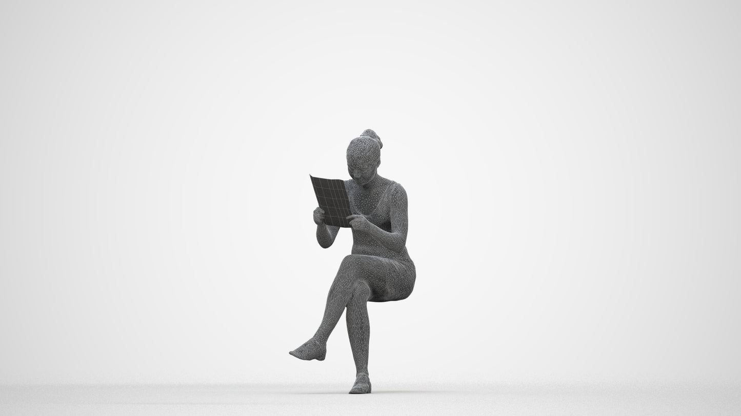realistic 3D people girl casual kids, render-ready for V-Ray and Corona, FBX OBJ, wireframe back view