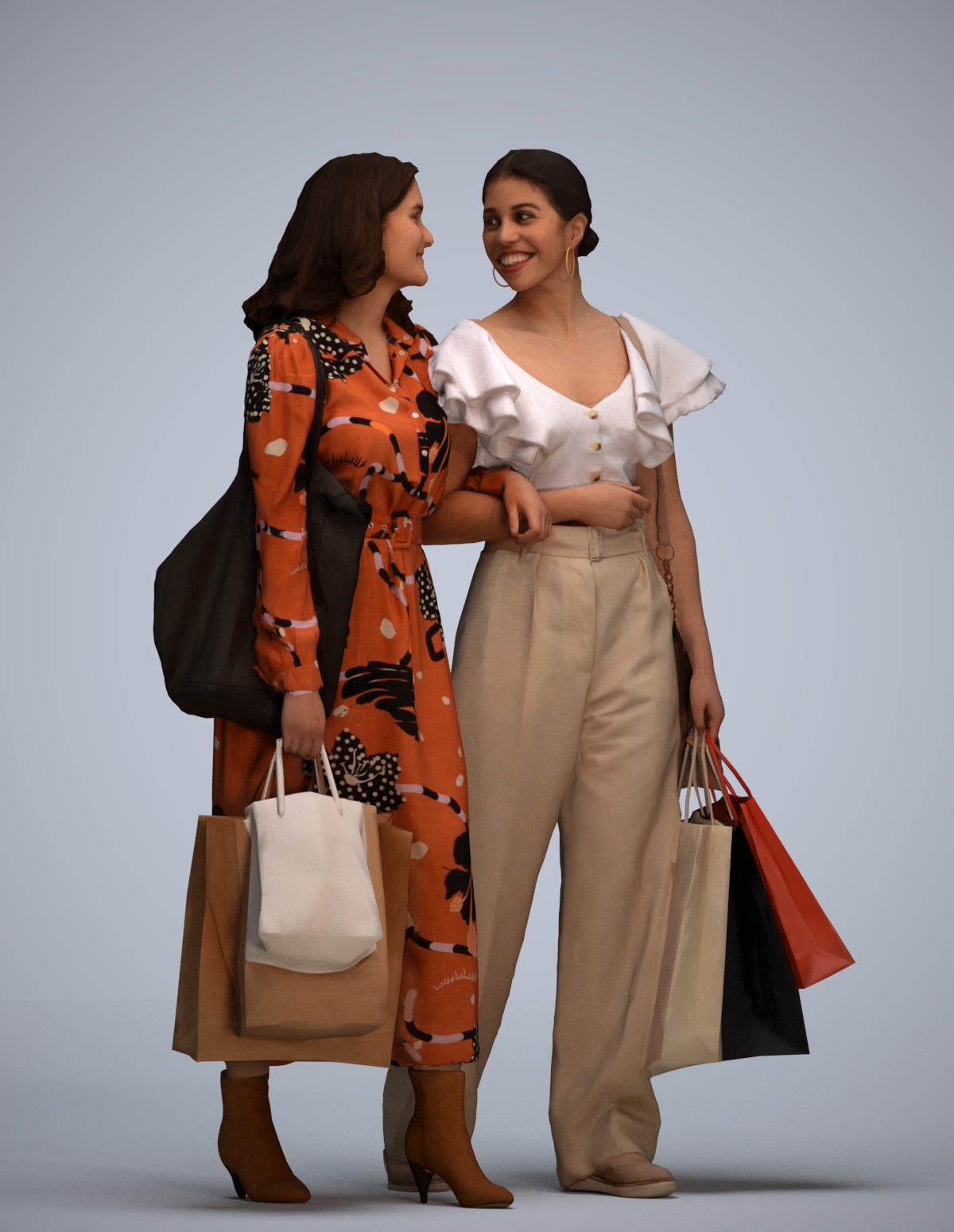 realistic 3D human woman shopping, archviz people FBX OBJ for Blender