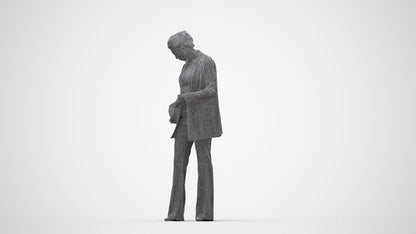 scanned 3D woman business standing, photogrammetry people for Enscape and V-Ray, wireframe back view