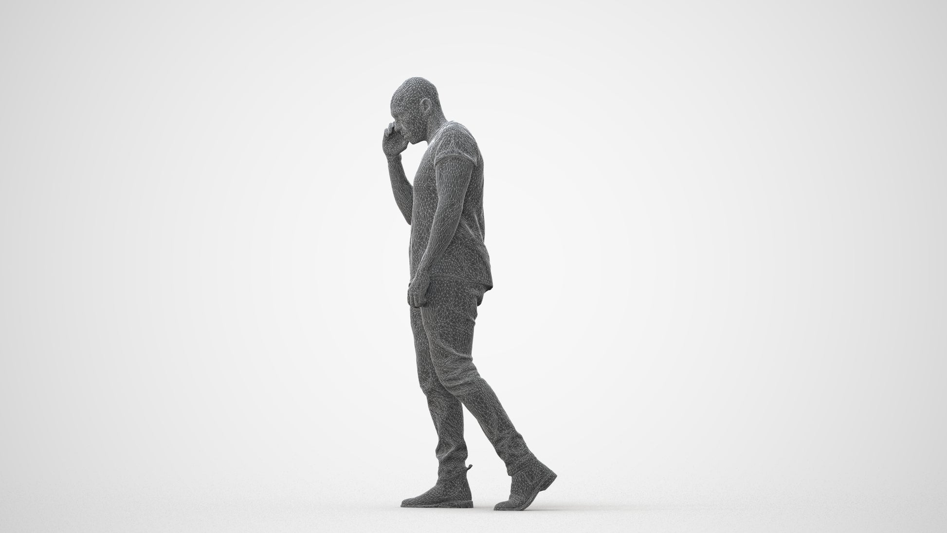 3D scanned man walking casual, photorealistic archviz people for Enscape and SketchUp, square thumbnail